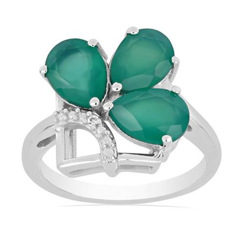  REAL GREEN ONYX GEMSTONE RING IN 925 SILVER